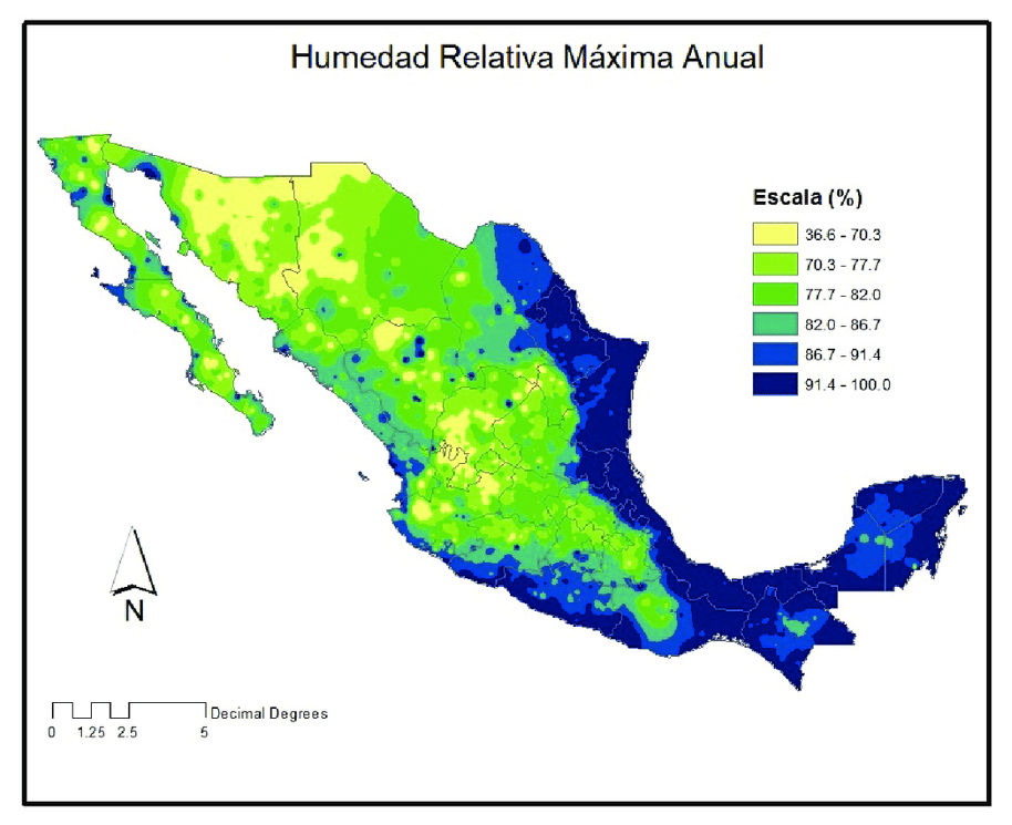 mexico mapa humedad